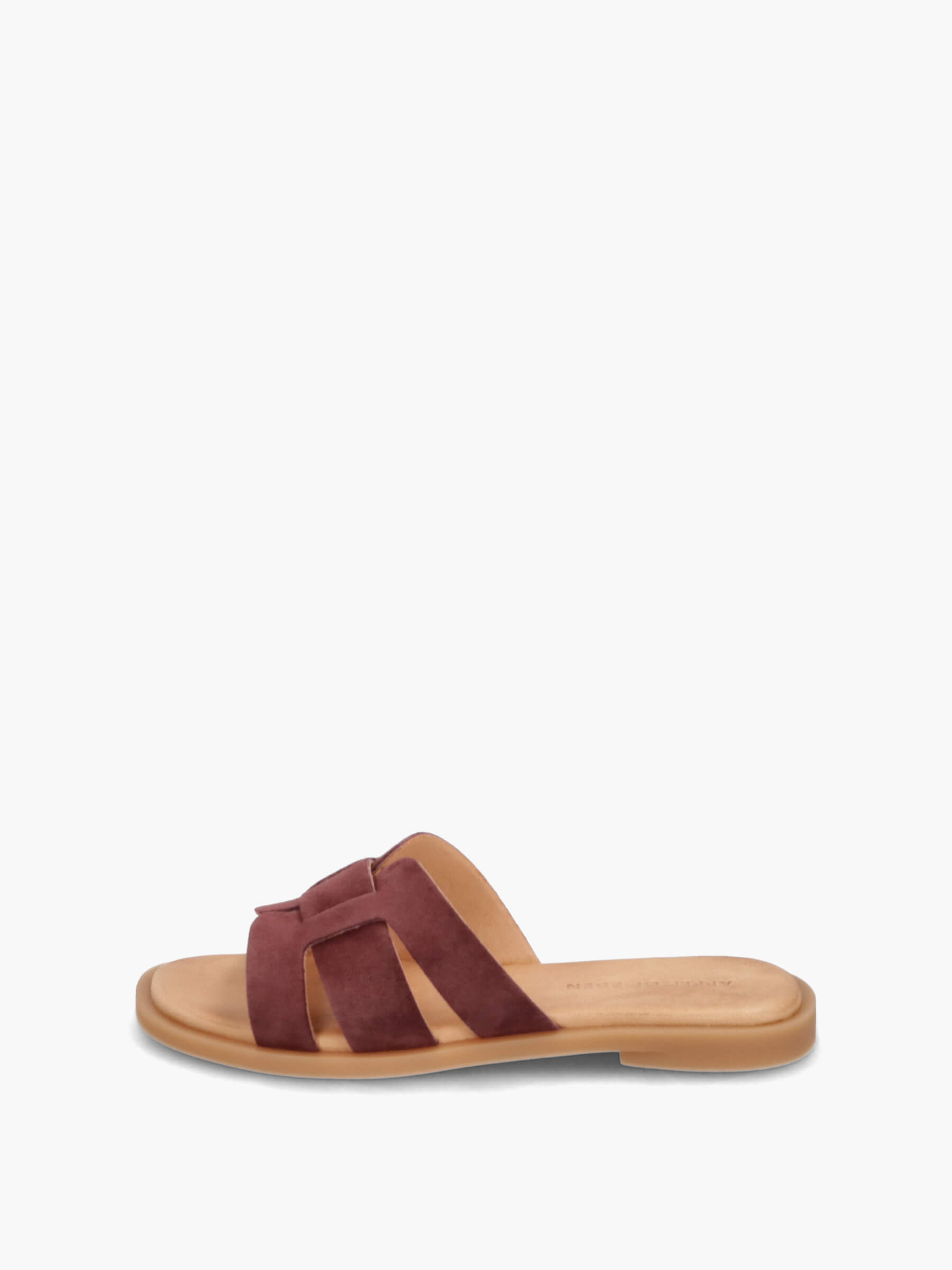 Pantoletten mit Lederriemen bordo, Bekleidung, Schuhwerk, Sandale
