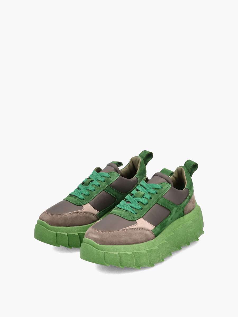 Plateau-Sneaker Taupe/Green